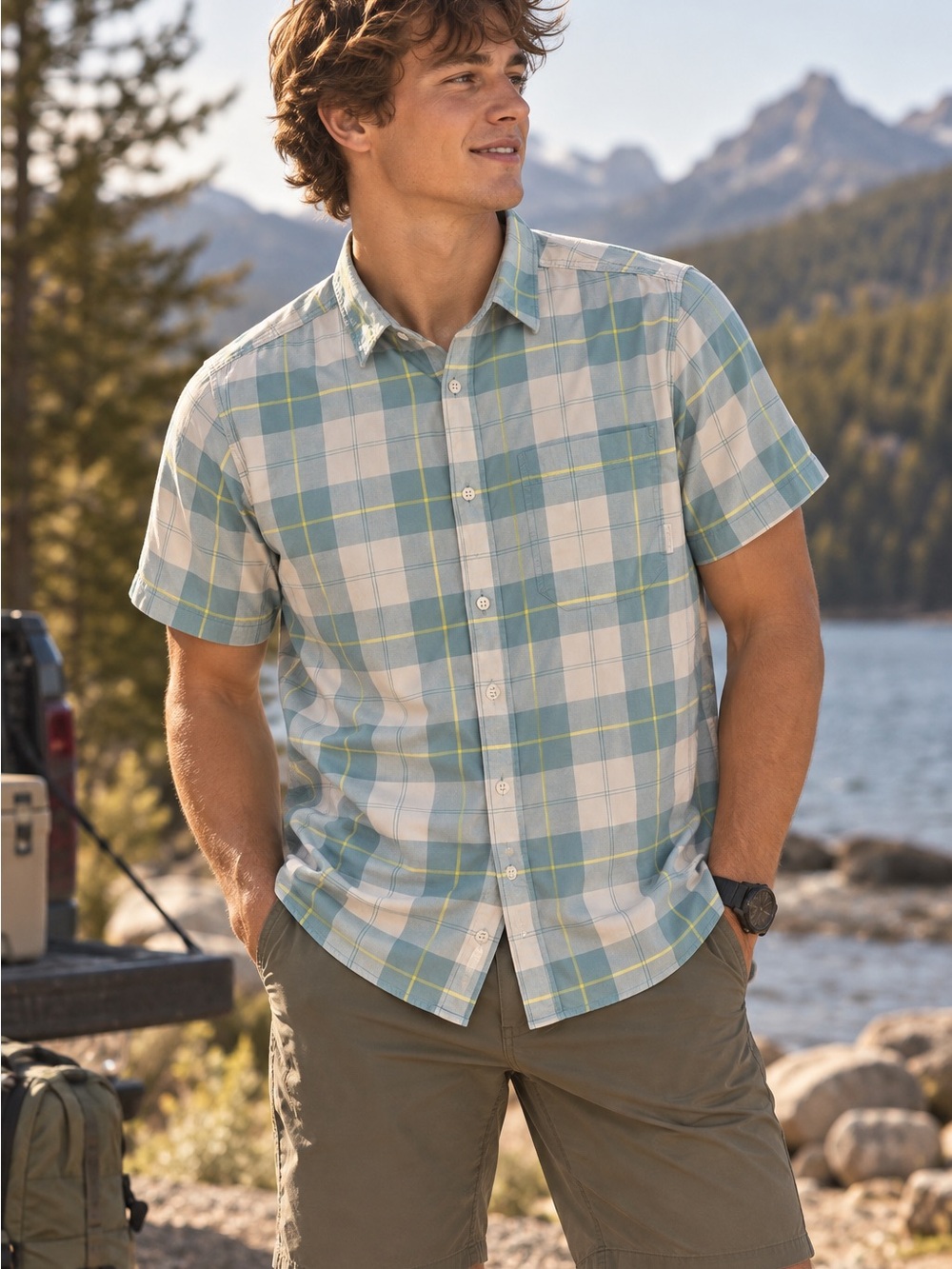 Columbia Sportswear Mens Plaid Button Down Shirt Chest Pocket Size XXL
